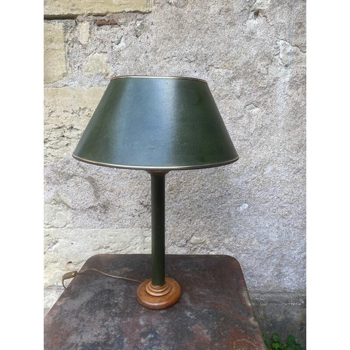 Lampe vintage en simili cuir vert, 1970