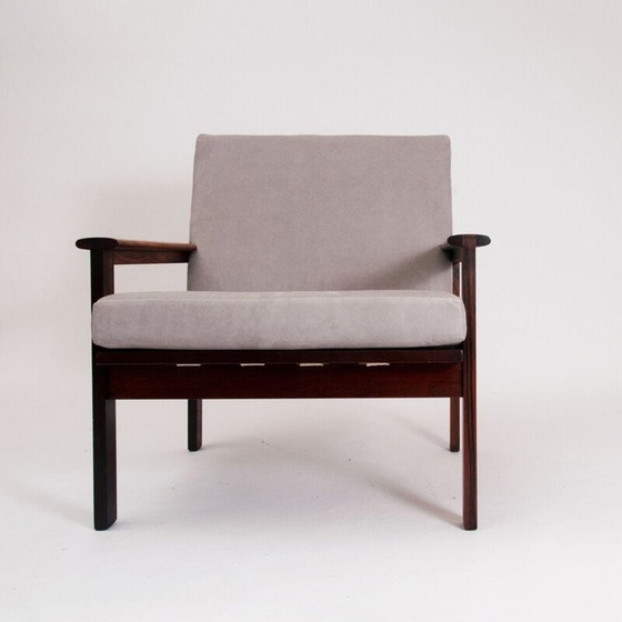 Image 1 of Fauteuil vintage "Capella" en palissandre et cuir par Illum Wikkelsø, Danemark 1959
