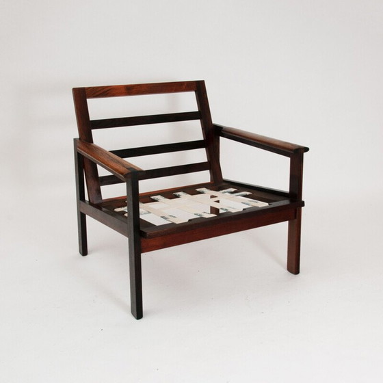 Image 1 of Fauteuil vintage "Capella" en palissandre et cuir par Illum Wikkelsø, Danemark 1959