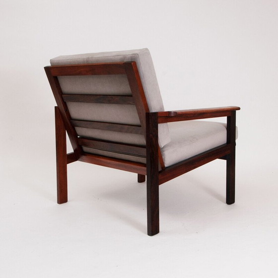 Image 1 of Fauteuil vintage "Capella" en palissandre et cuir par Illum Wikkelsø, Danemark 1959