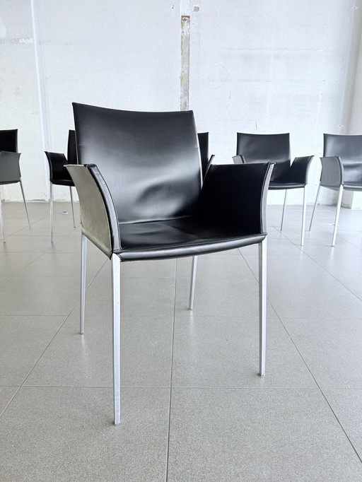 6X Fauteuils en cuir Lia Design by Roberto Barbieri For Zanotta