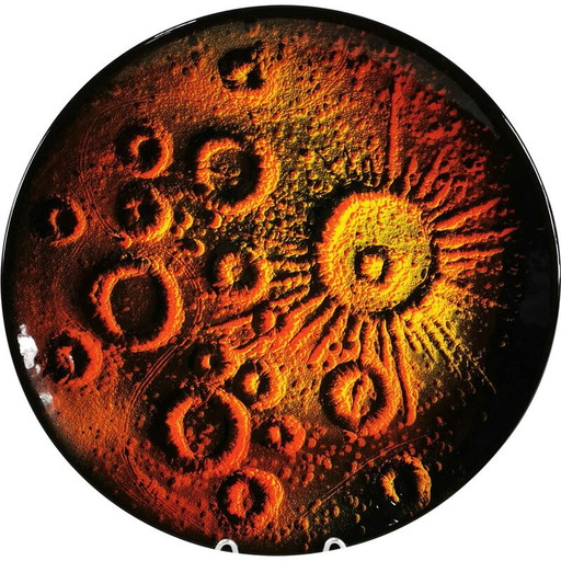 Plaque murale vintage en céramique Op Art par Libero Cellarosi, Italie 1970