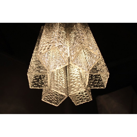 Image 1 of Plafonnier vintage en métal et verre par Kamenický Šenov