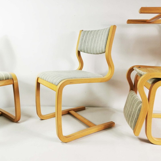 Image 1 of Ensemble de 4 chaises vintage en contreplaqué de hêtre par Magnus Olesen, Danemark 1970
