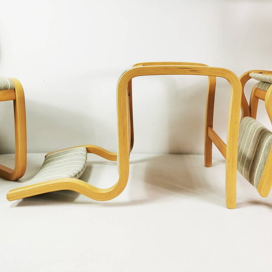 Image 1 of Ensemble de 4 chaises vintage en contreplaqué de hêtre par Magnus Olesen, Danemark 1970