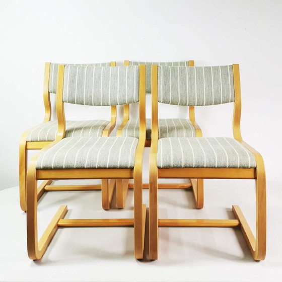 Image 1 of Ensemble de 4 chaises vintage en contreplaqué de hêtre par Magnus Olesen, Danemark 1970