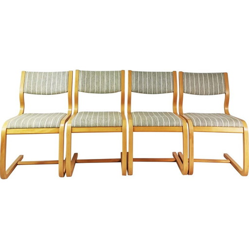Ensemble de 4 chaises vintage en contreplaqué de hêtre par Magnus Olesen, Danemark 1970