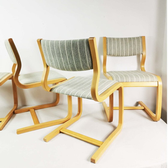 Image 1 of Ensemble de 4 chaises vintage en contreplaqué de hêtre par Magnus Olesen, Danemark 1970