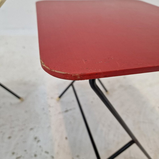 Image 1 of Paire de tables d'appoint vintage en métal et bois pour Pilastro, 1960s
