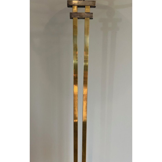 Image 1 of Lampadaire vintage en acier et laiton, France 1970