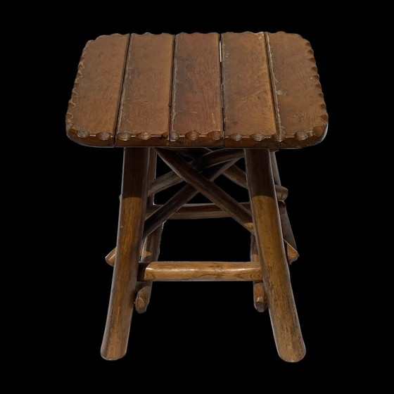 Tabouret en bois brutaliste Wabi Sabi, 1970S – Wood (photo 3 of 14)
