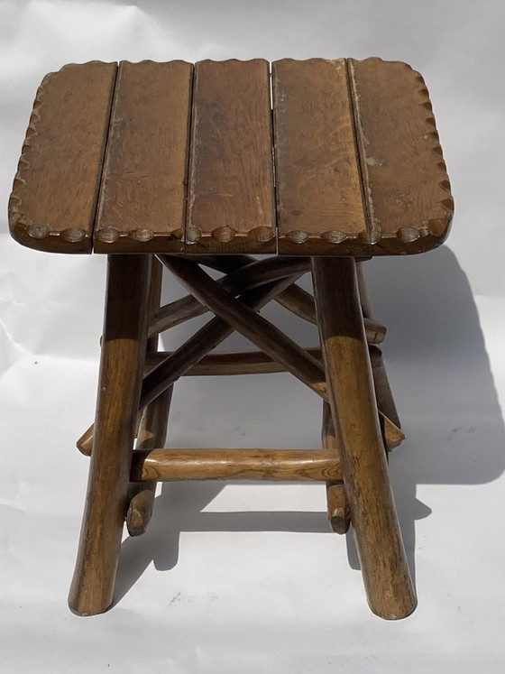 Tabouret en bois brutaliste Wabi Sabi, 1970S – Wood (photo 2 of 14)