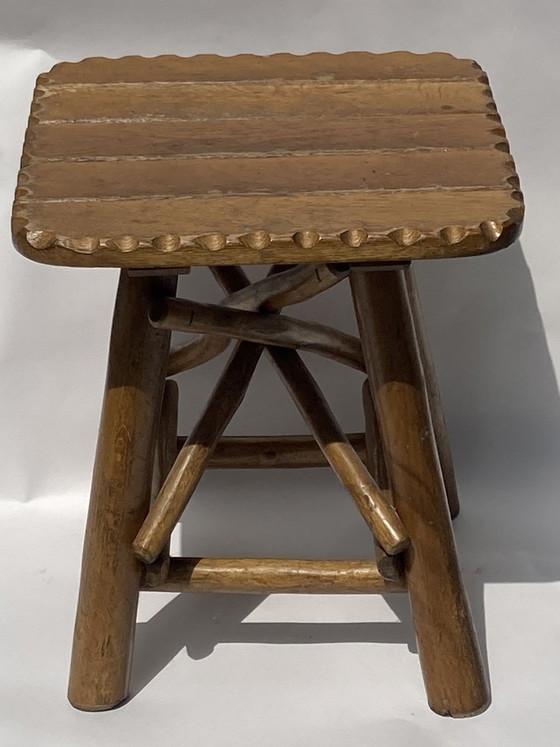 Tabouret en bois brutaliste Wabi Sabi, 1970S – Wood (photo 11 of 14)