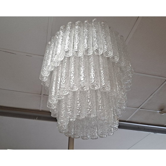 Image 1 of Lustre vintage italien en verre de Murano par Toni Zuccheri pour Venini, 1960s