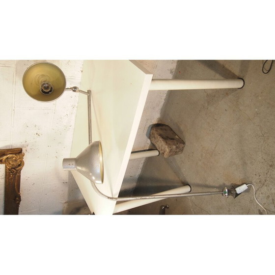 Image 1 of Lampe de bureau vintage chromée et métallique à double réglage, 1950