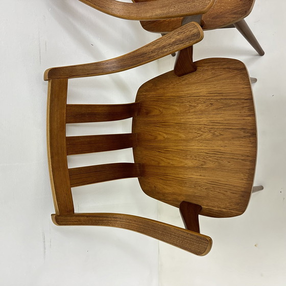 Image 1 of Ensemble de 4 chaises de salle à manger De Groot Landeweer en contreplaqué de teck, 1960S