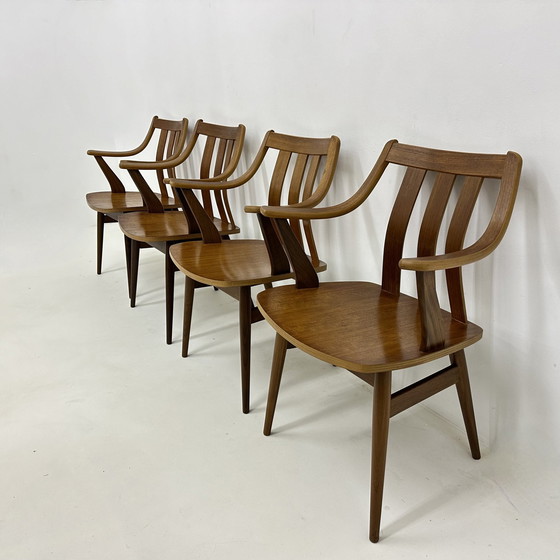 Image 1 of Ensemble de 4 chaises de salle à manger De Groot Landeweer en contreplaqué de teck, 1960S