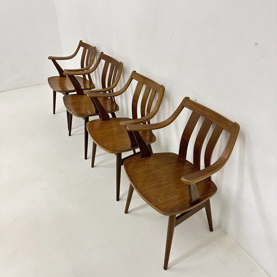 Image 1 of Ensemble de 4 chaises de salle à manger De Groot Landeweer en contreplaqué de teck, 1960S