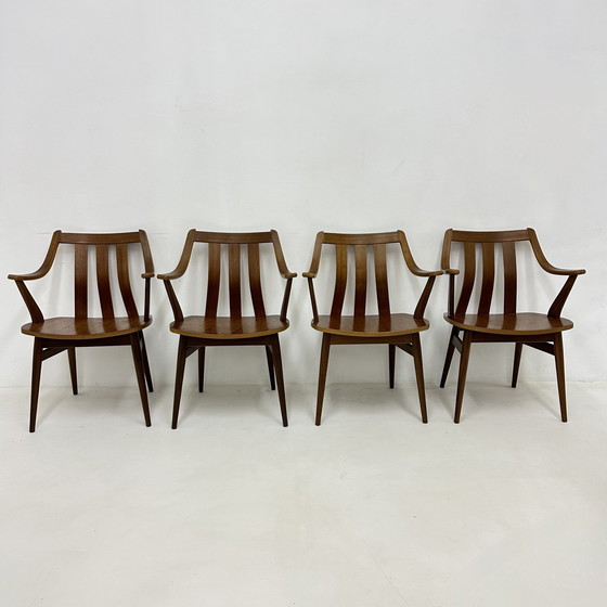 Image 1 of Ensemble de 4 chaises de salle à manger De Groot Landeweer en contreplaqué de teck, 1960S