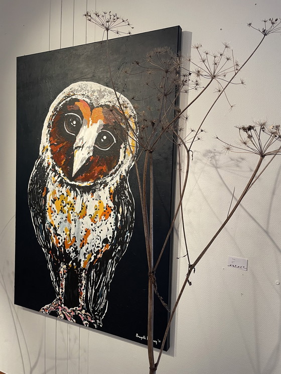 Image 1 of Peinture du portrait d'une chouette effraie