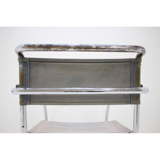 Image 1 of Chaise vintage pour Mücke Melder en fer et tissu 1930