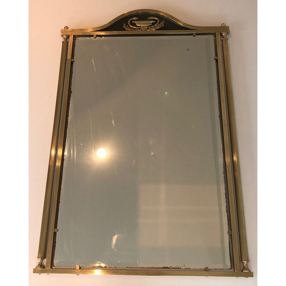 Image 1 of Miroir vintage en laiton et tôle laquée, France 1940