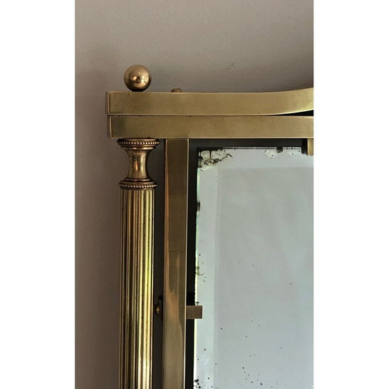 Image 1 of Miroir vintage en laiton et tôle laquée, France 1940
