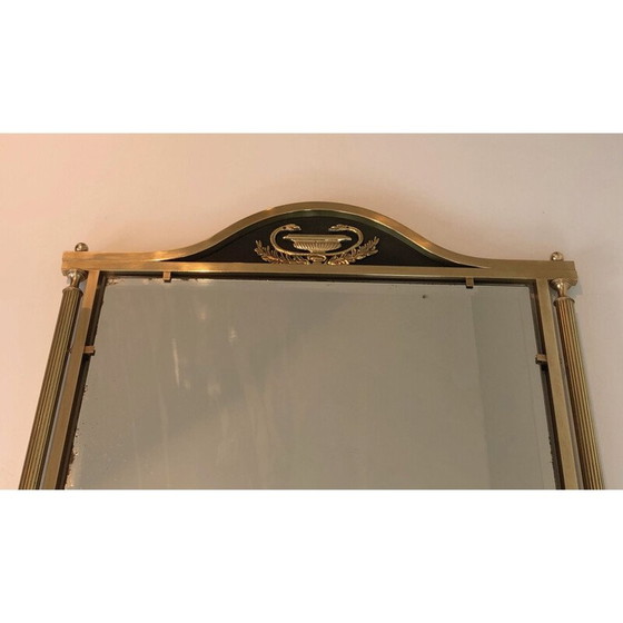 Image 1 of Miroir vintage en laiton et tôle laquée, France 1940