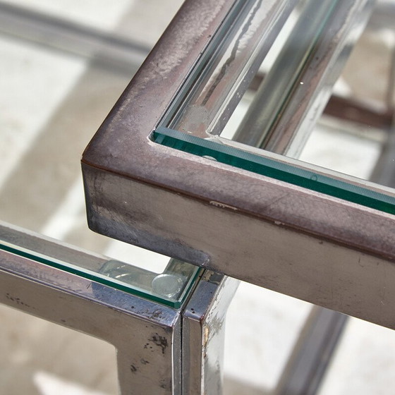 Image 1 of Ensemble de 5 tables basses vintage en verre et chrome pour Maison Charles, 1960