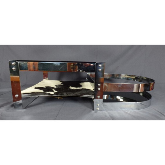 Image 1 of Table basse vintage en acier et verre teinté