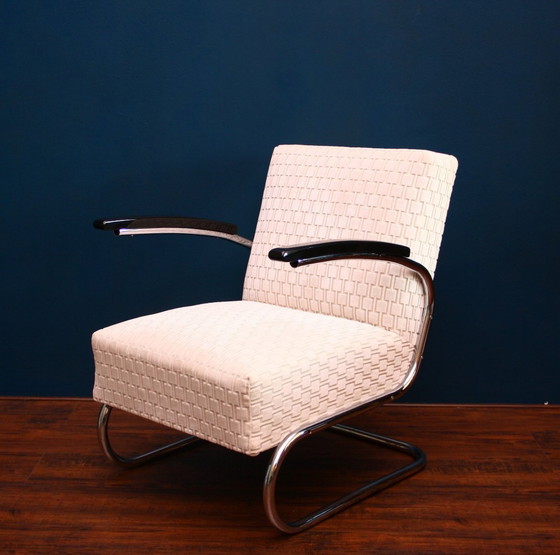 Fauteuil fonctionnaliste, restauré, Bauhaus – Kovona, Chrome, Metal