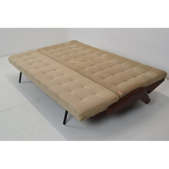 Image 1 of Canapé-lit pliant vintage en tissu et métal, Tchécoslovaquie 1970