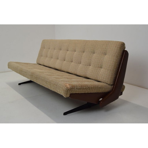 Canapé-lit pliant vintage en tissu et métal, Tchécoslovaquie 1970