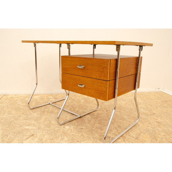 Image 1 of Bureau vintage en chrome et bois pour Kovona, Tchécoslovaquie 1950