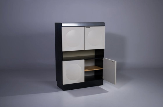 Image 1 of Meuble de bar brutaliste noir et blanc '70S