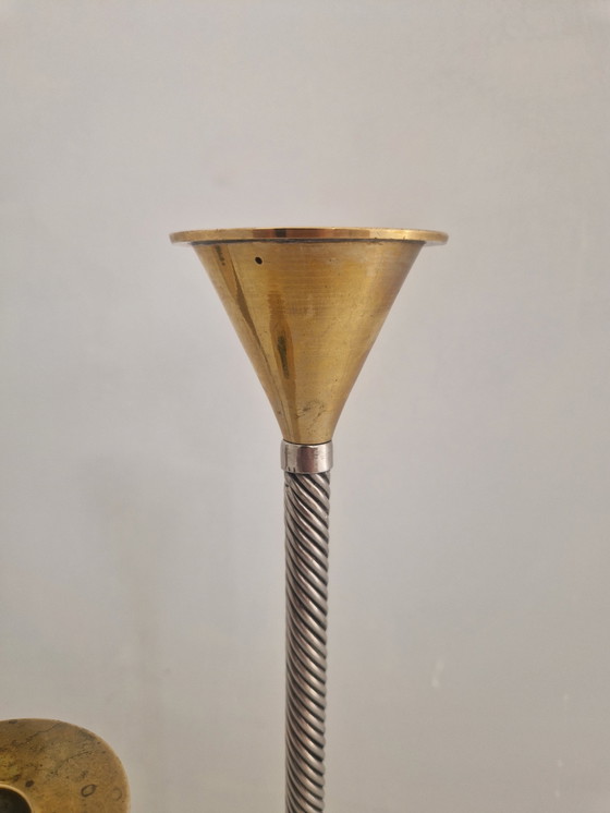 Image 1 of Bougeoirs vintage en laiton et métal, 1980S, lot de 3
