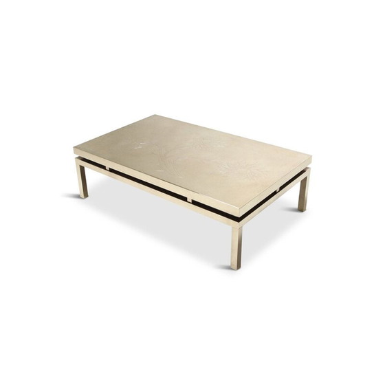 Image 1 of Table basse vintage en laiton par Willy Daro, 1970