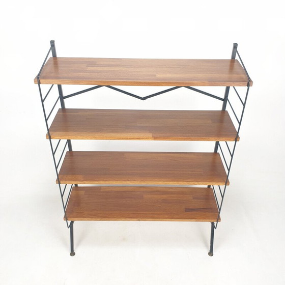 Image 1 of Etagère vintage en bois et laiton, Italie 1950