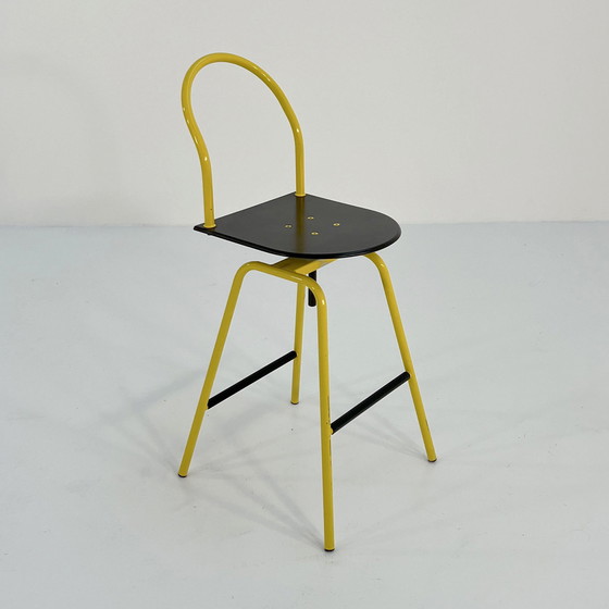 Image 1 of Chaise haute réglable Il Bottone jaune de Paolo Parigi pour Heron Parigi, 1980S