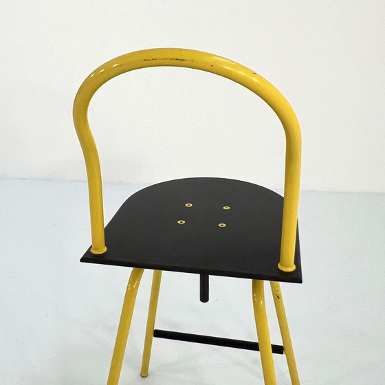 Image 1 of Chaise haute réglable Il Bottone jaune de Paolo Parigi pour Heron Parigi, 1980S