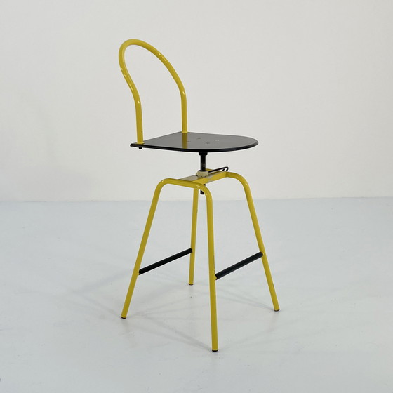 Image 1 of Chaise haute réglable Il Bottone jaune de Paolo Parigi pour Heron Parigi, 1980S