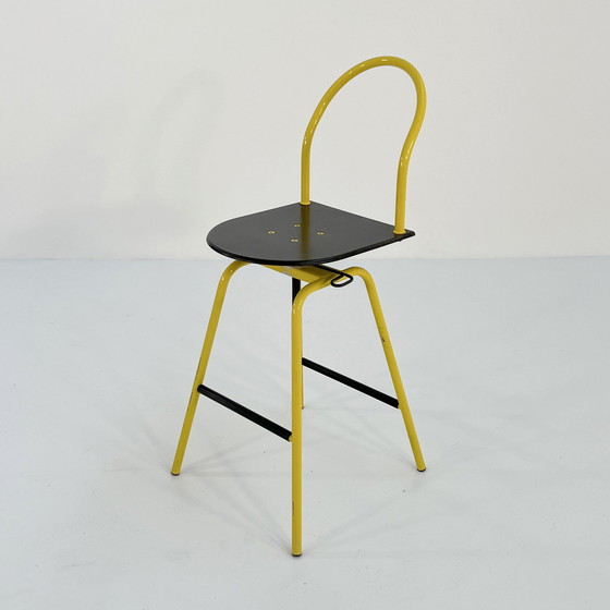 Image 1 of Chaise haute réglable Il Bottone jaune de Paolo Parigi pour Heron Parigi, 1980S