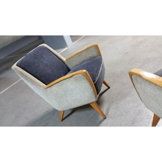 Image 1 of Paire de fauteuils club vintage bi color, 1950