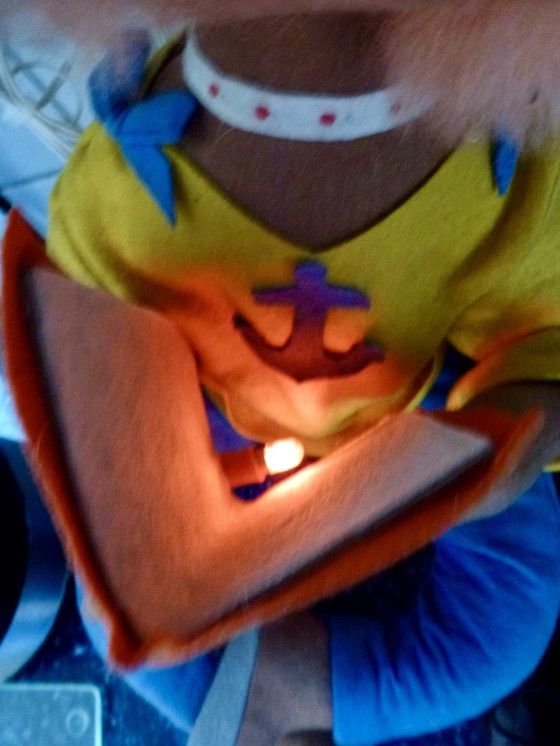 Image 1 of Vintage Dolle Mina Hippie Doll With Lamp From The 60s-70s.