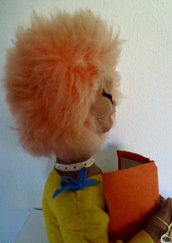 Image 1 of Vintage Dolle Mina Hippie Doll With Lamp From The 60s-70s.