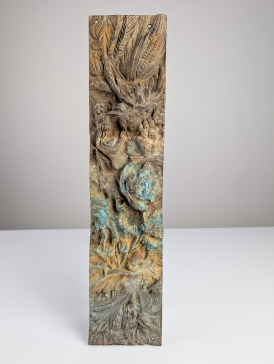 Image 1 of Relief en bronze ancien de la nature et des oiseaux, 1900S
