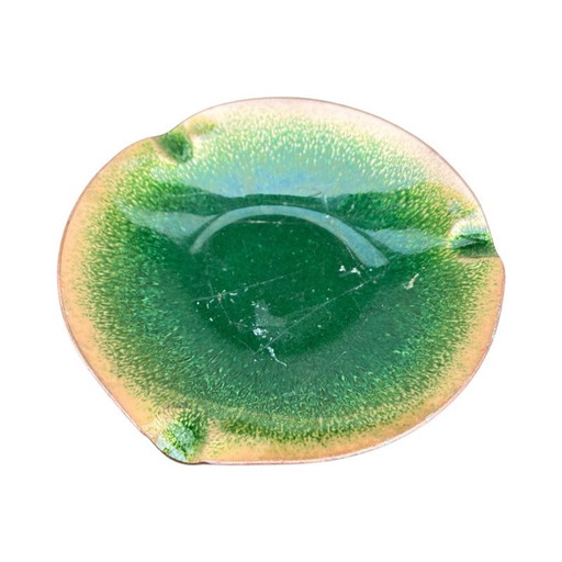 Assiette vintage en cuivre émaillé et acier, Allemagne 1960