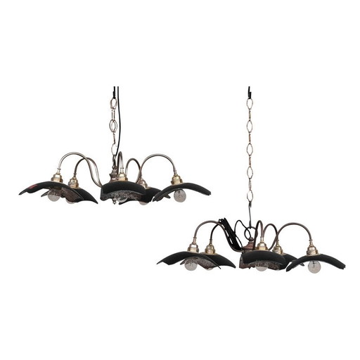 Lustres anglais vintage en verre au mercure à miroir réfléchissant, années 1920