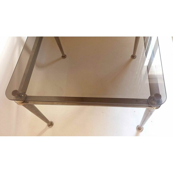 Image 1 of Table basse vintage en acier et verre trempé, 1970