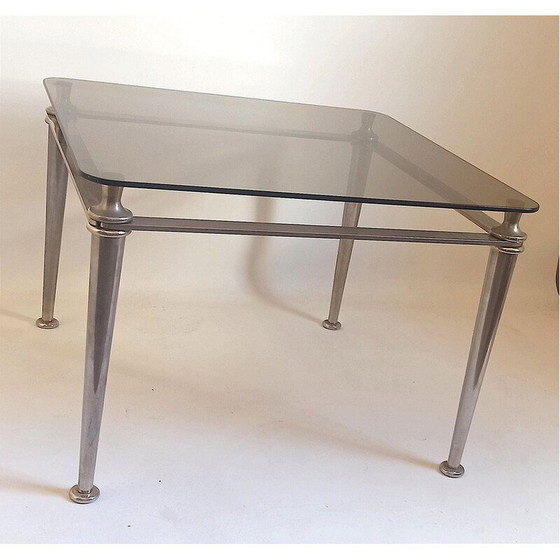 Image 1 of Table basse vintage en acier et verre trempé, 1970